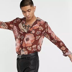 ASOS DESIGN regular sheer floral in eastern print